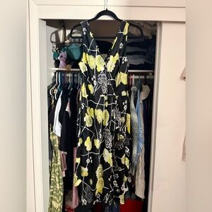 Floral Black and Yellow Women's Dress